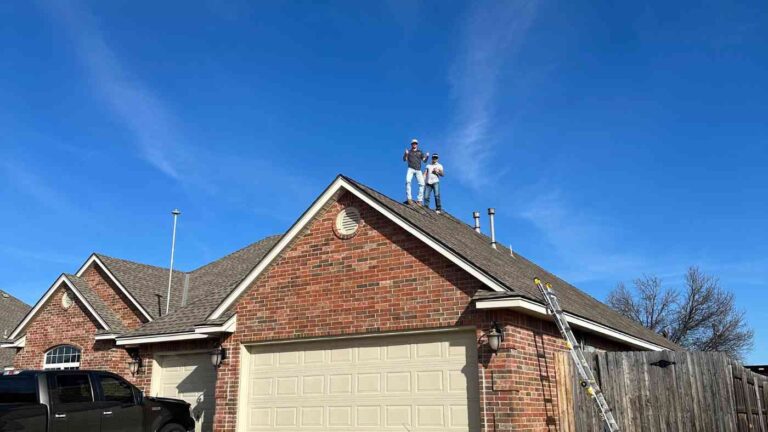 local roofing company completing inspection on residential home in Oklahoma City