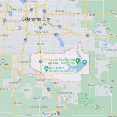 Map showing city limits of Norman, OK