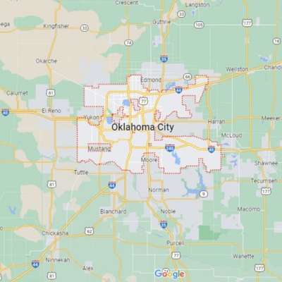 Map showing city limits of Oklahoma City, OK