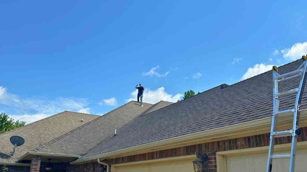 roofer installing a new roof in oklahoma city