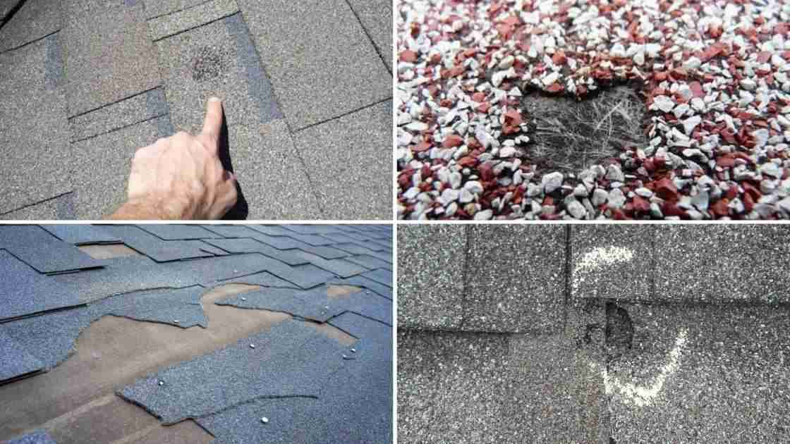examples of hail damage on asphalt shingle roofs