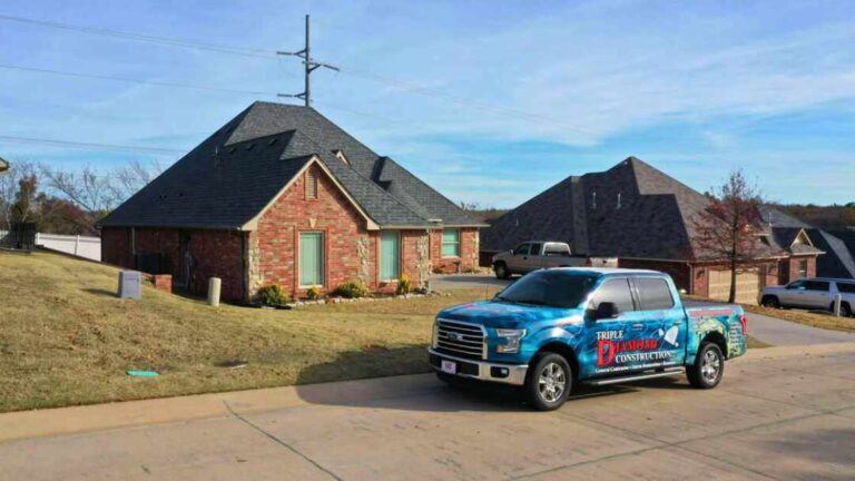 front view of house showing completed storm damage repairs in Stillwater, OK