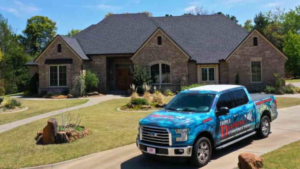 Finished roof replacement and hail damage repairs in Choctaw, OK completed by Triple Diamond Construction