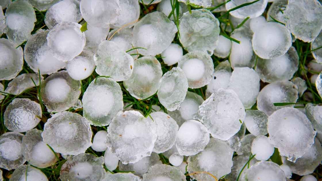 hail size of a nickle on ground after storm