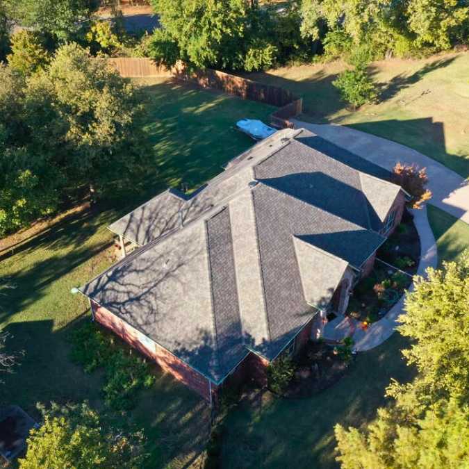 rooftop view of new roof installation in Choctaw, OK