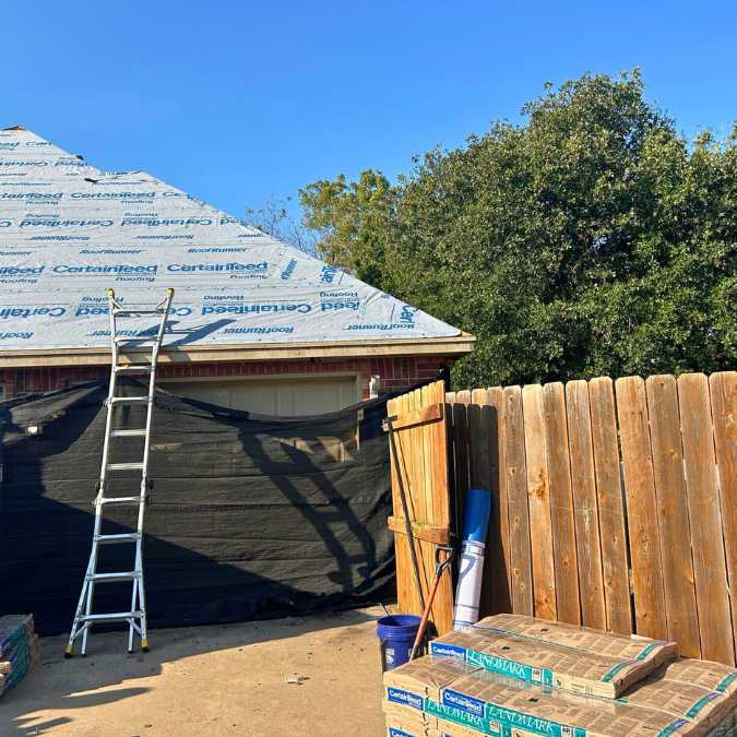 roof removal on residential home in Choctaw, OK after hail storm caused need for roof replacement